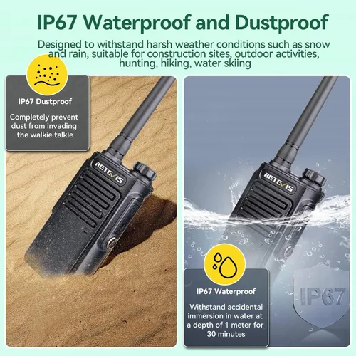 Miniatura 2 de Retevis RT47 IP67 - Radio de 2 vías impermeable IP67, radio bidireccional resistente con micrófono, totalmente a prueba de polvo, resistente al Negro