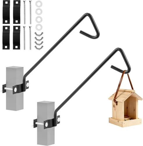 Miniatura 19 de MIXXIDEA Kit de montaje para colgar en riel de cubierta de valla de 11 pulgadas de largo, gancho decorativo resistente para comederos de pájaros