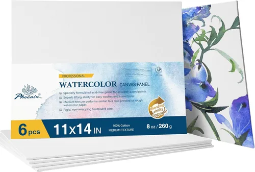 Miniatura 13 de PHOENIX Tableros de lienzo de acuarela para pintar - 5x7 pulgadas/paquete de 6, paneles de lienzo pequeños de acuarela 100% algodón, 8 oz./260g
