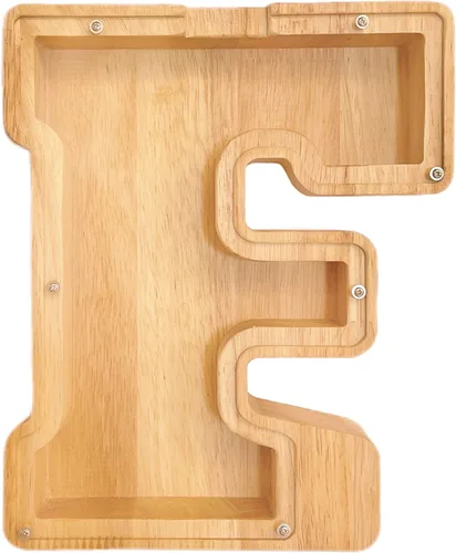 Miniatura 11 de Alcancía de 26 letras del alfabeto inglés A-Z, alcancía de madera transparente de gran capacidad, caja de ahorro de monedas personalizada