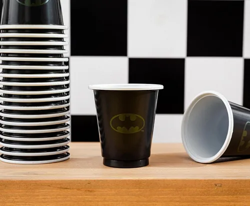 Miniatura 6 de Silver Buffalo DC Comics Batman - Paquete de 20 mini vasos desechables de plástico para fiestas, 2 onzas