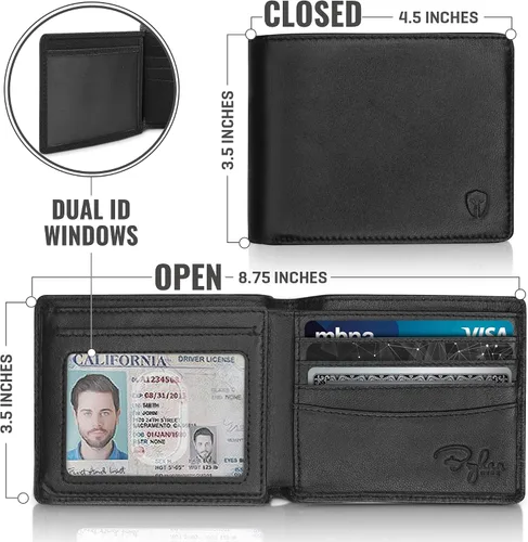 Miniatura 4 de Billetera de dos espacios para identificación, sostenedor de RFID, compartimento para tarjetas de capacidad extra, lo mejor en protección