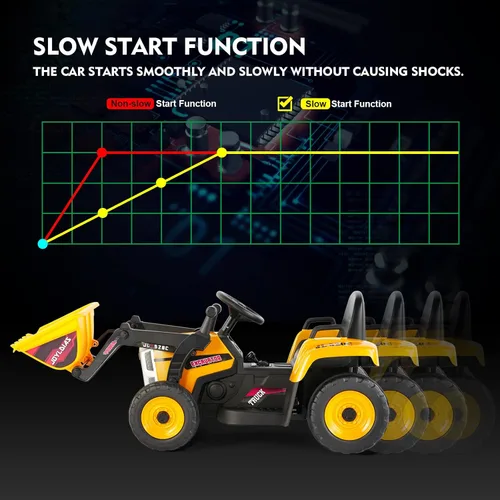 Miniatura 6 de JOYLDIAS - Excavadora de conducción, vehículo de construcción eléctrico de 12 V, bulldozer/tractor para niños, excavadora con control remoto, 3
