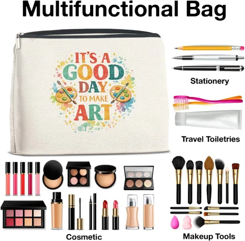Miniatura 4 de YeleY Art Gifts Makeup Bag for Women, It's a Good Day to Make Art Cosmetic Pouch, Artist Gift Thank You Present Travel Toiletry Bag