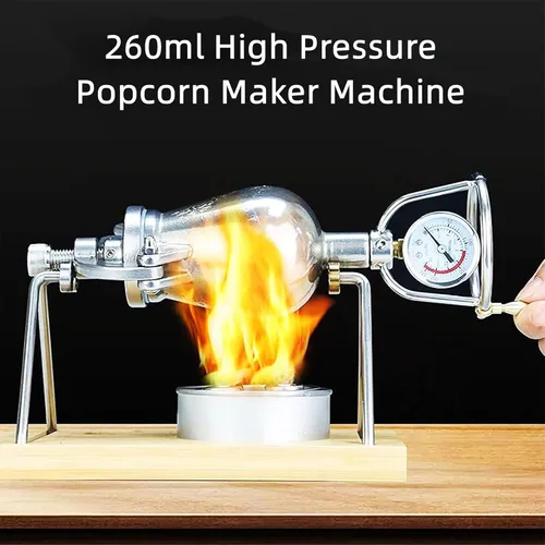 Miniatura 2 de Mini máquina para hacer palomitas de maíz con soporte, máquina retro de 8.8 fl oz con manivela de mano, pequeña máquina de palomitas de maíz
