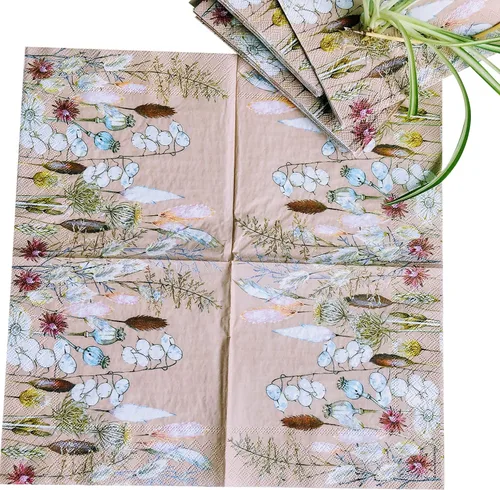 Miniatura 5 de 20 servilletas decorativas florales de 3 capas de 6.5 x 6.5 pulgadas para decoupage, eventos temáticos de la naturaleza, ecológicas y biodegradables