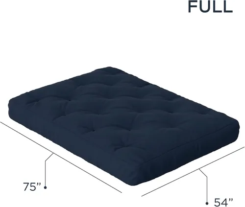 Miniatura 2 de Royal Sleep Products by The Futon Factory - Colchón de futón de espuma de 8 pulgadas, funda azul marino maciza, tamaño matrimonial, espumas