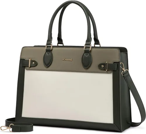 Miniatura 12 de LOVEVOOK Bolsa para laptop para mujeres, Bolsa tote grande de cuero PU de 15.6 pulgadas, Bolsa de trabajo profesional para maestras, Maletín