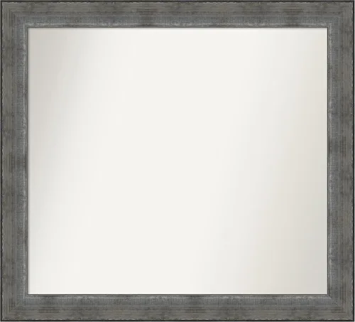 Miniatura 228 de Amanti Art Espejo de baño plateado para sobre el fregadero, 24 x 24 pulgadas, espejo cuadrado de peltre forjado a medida, marco de madera casual