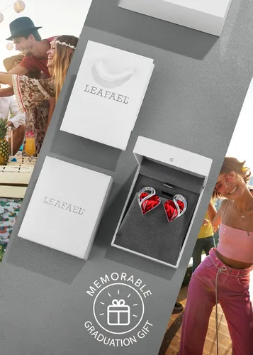 Miniatura 5 de Leafael - Aretes de cristal con forma de corazón infinito para mujer, aretes de moda en tono plateado, regalos para mujer, aretes