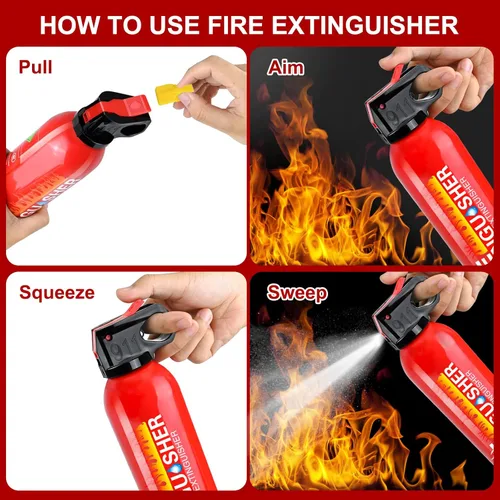 Miniatura 4 de Extintor de Incendios para el Hogar - Paquete de 2 Extintores de Incendios para Automóvil con Soporte de Pared, Extintor de Incendios Pequeño A B C