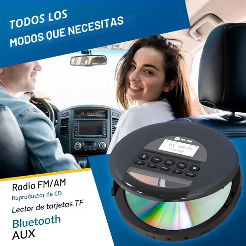 Miniatura 3 de KLIM Nomad - Reproductor de CD portátil con batería de larga duración - con auriculares - Radio FM - Reproductor de CD MP3 portátil compatible