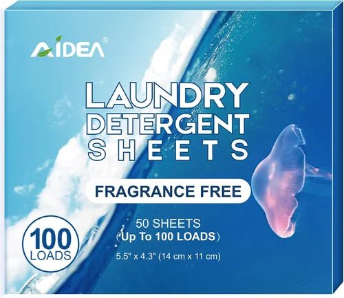 Miniatura 8 de AIDEA Hojas de detergente para ropa, sin perfume (160 cargas), 80 hojas, jabón de lavandería, detergente para lavadora, hoja de detergente libre