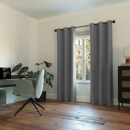 Miniatura 4 de Sun Zero Easton Panel de Cortina Opaca con Ojales de Ahorro de Energía, 40" x 63", Gris, Gris Raíz = {'valor': "['Gris']"}