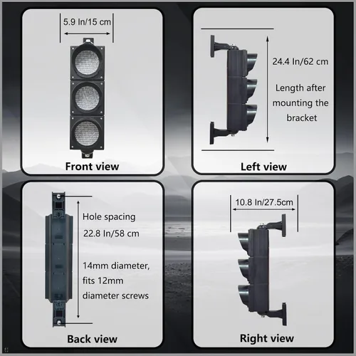 Miniatura 8 de 100-3 4pulg 100mm Luz de Semáforo de Parada/Circulación/Botón de Control/Lámpara LED AC 85-265V, Carcasa de PC Resistente al Agua IP65