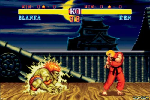 Cartel laminado de Street Fighter 2 Ken vs Blanka CAPCOM Classic Vintage Retro 90s Video Game Merchandise Gamer Fighting Poster Dry Erase Wall Art