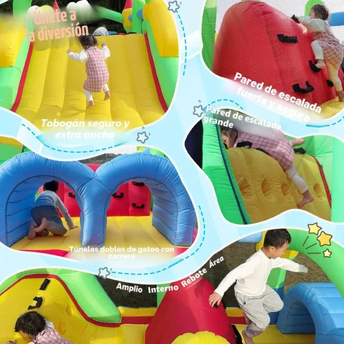 Miniatura 4 de Whubefy Casa de rebote grande inflable de 18x8.2 pies para niños grandes de 8 a 12 años, casa de obstáculos inflable con doble tobogán, túneles