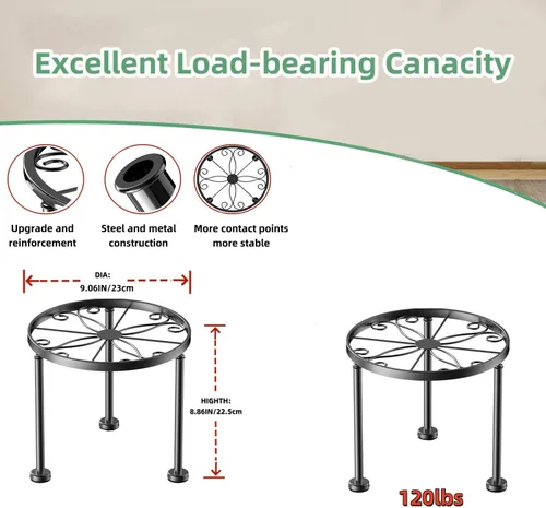 Miniatura 2 de 1 Paquete Soportes de Metal para Plantas, Soporte para Macetas Pequeñas para Jardín y Hogar, Estante de Exhibición Redondo Antioxidante