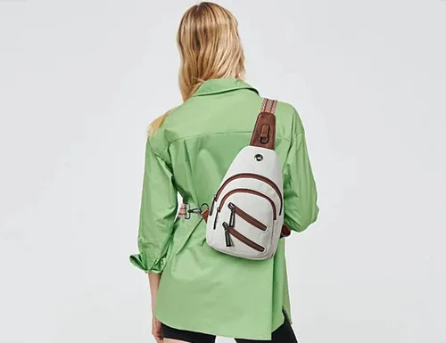 Miniatura 9 de LATMAP Bolso bandolera para mujer, mochila pequeña de cuero, mini bolsa cruzada en el pecho, mochila casual, riñonera impermeable antirrobo, beige