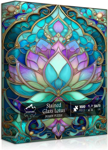 Miniatura 9 de Rompecabezas de flores de loto de ensueño para adultos, 1000 piezas, rompecabezas artístico de lirio de agua de fantasía con estrellas brillantes