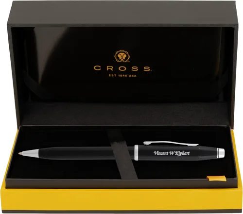 Miniatura 11 de Bolígrafo Cross Century II, laca negra con borde dorado, grabado personalizado, regalo de graduación, jubilación, promoción o reconocimiento