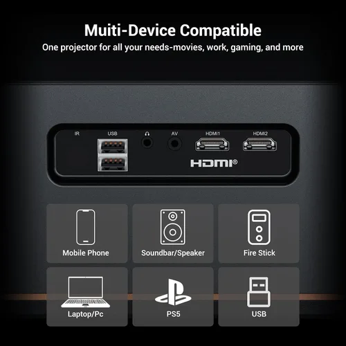 Miniatura 15 de Proyector de decodificación ANSI 4K 2000 con WiFi y Bluetooth, cine en casa de película HAPPRUN con enfoque automático, pantalla de 300 pulgadas