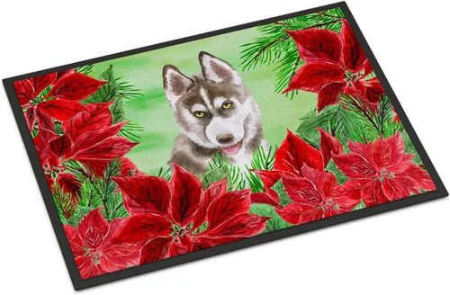 Miniatura 44 de Caroline's Treasures CK1311MAT Cavalier Spaniel Poinsettas - Felpudo de 18 x 27 pulgadas, tapete para puerta delantera, interior y exterior