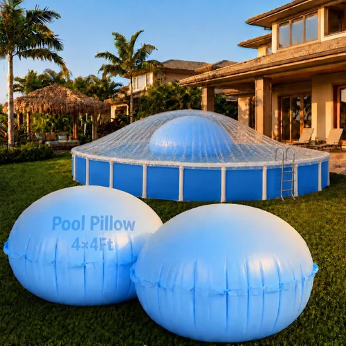 Hungdao 2 almohadas de piscina para sobre el suelo de 4 x 4 pies, cubierta de globo, para invierno, inflable, redonda, para piscina, accesorios de