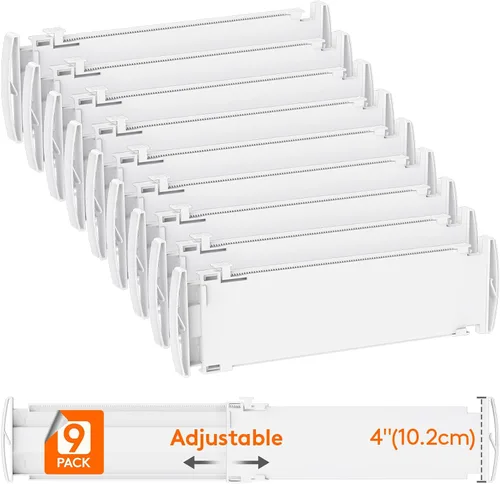 Miniatura 22 de Lifewit Separadores de cajones para ropa, 3.2 pulgadas de alto, 10.5 a 16.5 pulgadas, organizadores de cajones expandibles, separadores de plástico