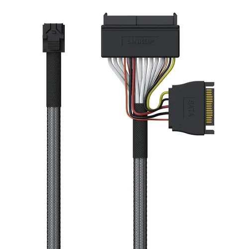Miniatura 6 de LINKUP - Cable interno U.2 de 16G (85Ω 85ohm PCIe Gen 4 Mini SAS HD a U.2/SFF-8643 a SFF-8639) con alimentación SATA - 2.0 ft/2 pies