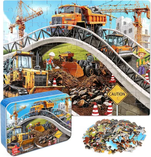 Miniatura 29 de LELEMON Rompecabezas para niños de 4 a 6 años, paquete de 6 rompecabezas de 100 piezas para niños de 4 a 8 años en una caja de metal, rompecabezas