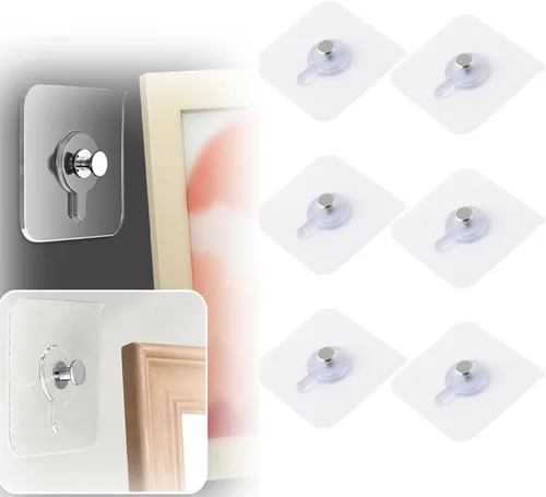 Miniatura 17 de Ganchos adhesivos sin taladros, colgadores de fotos mejorados sin clavos, ganchos adhesivos de montaje en pared para colgar, ganchos de pared sin