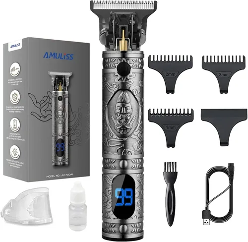Miniatura 10 de AMULISS Cortadora de pelo profesional para hombre, sin huecos, inalámbrica, kit profesional de corte de pelo y aseo para hombres, pantalla LED