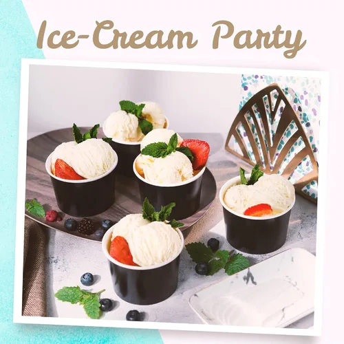 Miniatura 2 de MATICAN Vasos de papel para helado, paquete de 100 cuencos desechables de postre de 9 onzas para bebidas calientes y frías, 9 onzas, color negro