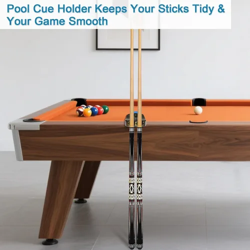 Miniatura 7 de Wood Pool Cue Holder Non-Slip Silicone Base Solid Wooden Construction Holds 2/3/4/5 Cues Weighted Metal Inside for Stability Billiard Accessory