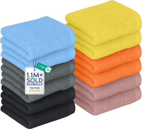 Miniatura 32 de DAN RIVER Paquete de 24 paños de lavado para ducharse [12 x 12] – 100% algodón paños de franela de alta calidad para baño, altamente absorbentes