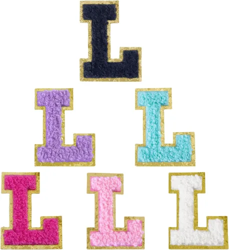 Miniatura 229 de 6 piezas de parches de letras de chenilla autoadhesivas, parches de letras preppy de 2 pulgadas para bolsos, ropa y sombreros, grandes pegatinas