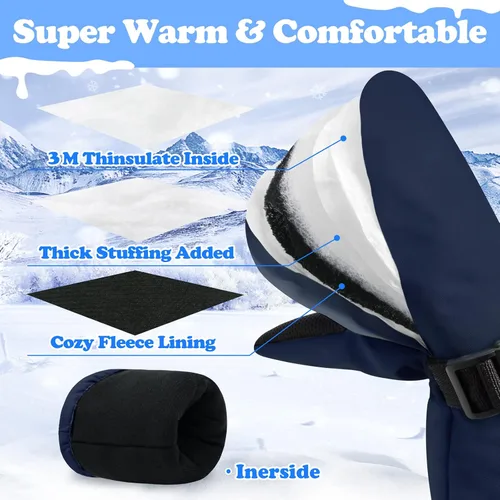 Miniatura 15 de Sarfel Manoplas para niños pequeños, guantes impermeables de nieve y esquí para niños, guantes de invierno para bebés con Thinsulate