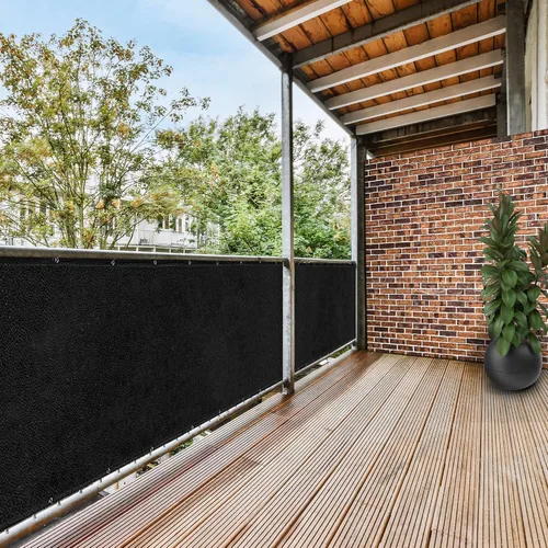 Miniatura 9 de ASTEROUTDOOR - Pantalla de privacidad para balcón y valla de 6 x 50 pies, 90% de clasificación de sombra, tela de polietileno negro de 6.00 oz/m²