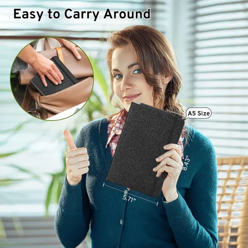 Miniatura 4 de Cuaderno negro con purpurina, 8.4 x 5.7 pulgadas, 200 páginas rayadas, diario brillante sin desprendimiento para niñas y mujeres, diario de tapa