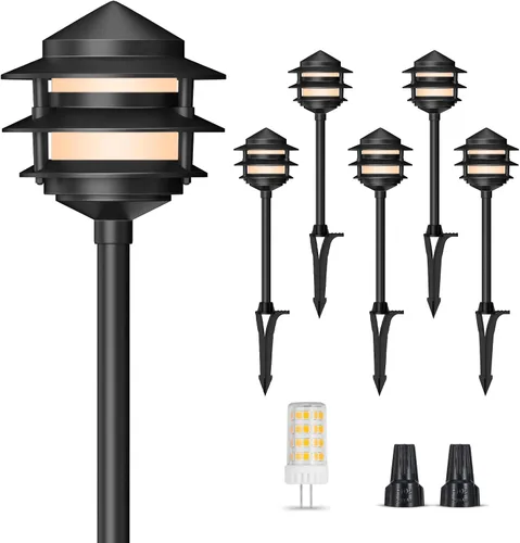 Miniatura 8 de Gardencoin Pagoda Luces de Camino de Bajo Voltaje para Paisaje, Luces de Camino LED al Aire Libre de 12V con Cable, Iluminación de Pasarela