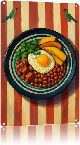 Bandeja Paisa - Letrero de metal divertido vintage retro para cocina, dormitorio, sala de estar, 8 x 12 pulgadas, pósteres de decoración de pared
