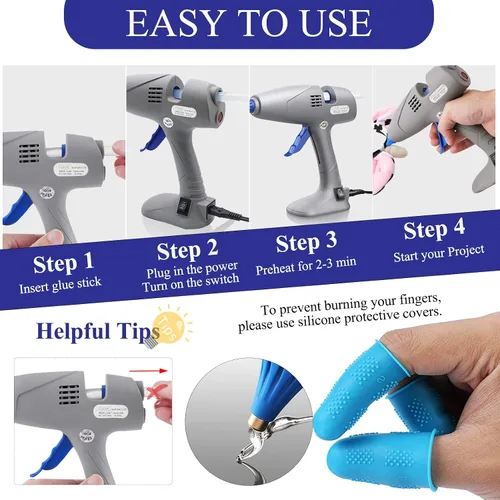 Miniatura 3 de BLEDS Pistola de pegamento caliente tamaño completo, 80/120 W de doble temperatura, antigoteo, para manualidades de bricolaje High temp dual Gris