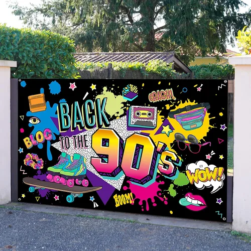 Miniatura 5 de Irenare Telón de fondo de los años 90 para decoraciones de fiesta, sesión de fotos, cartel colgante retro de regreso a los años 90 para fotografía
