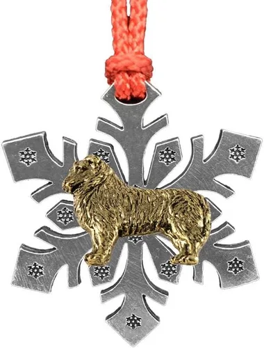 Miniatura 48 de Adorno navideño para colgar en la cabeza de collie con borde de peltre antiguo hecho a mano para decorar coronas y árboles de Navidad del hogar
