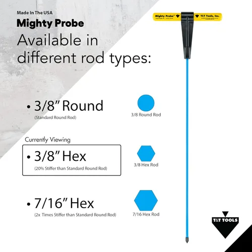 Miniatura 5 de T&T Tools Mighty Probe - Sonda de suelo de metal aislada – 42 pulgadas de largo total – Paquete de seis – con varilla redonda hexagonal de metal