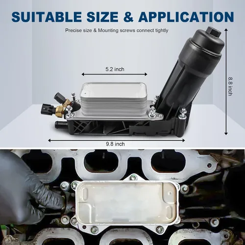 Miniatura 5 de MOSTPLUS Conjunto de adaptador de carcasa de filtro de enfriador de aceite de motor 5184294AE compatible con motor 2011 2012 2013 Dodge Jeep