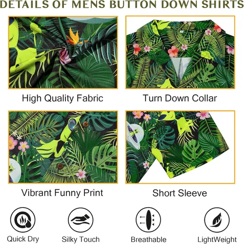 Miniatura 83 de Camisa hawaiana para hombre, con estampado floral, cómoda, con botones, casual, manga corta, ropa de playa para hombre