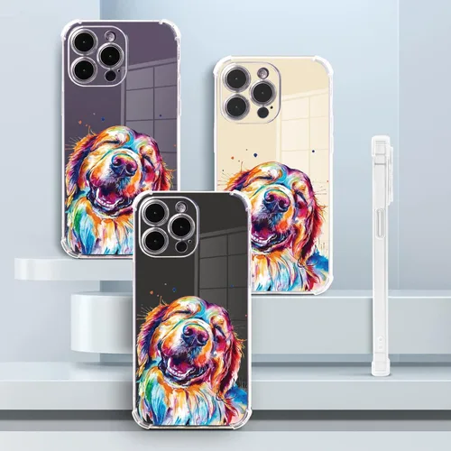 Miniatura 5 de Roemary Buffertech - Funda protectora para iPhone 13 Pro Max con diseño Golden Retriever, diseño de arcoíris con protector de pantalla