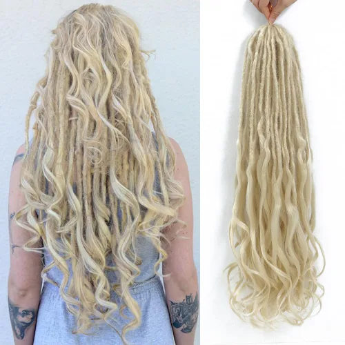 Miniatura 22 de Extensiones de rastas rectas sintéticas de doble extremo, 24 pulgadas, 5 hebras de 0.5 in de ancho, suaves de color negro a marrón oscuro